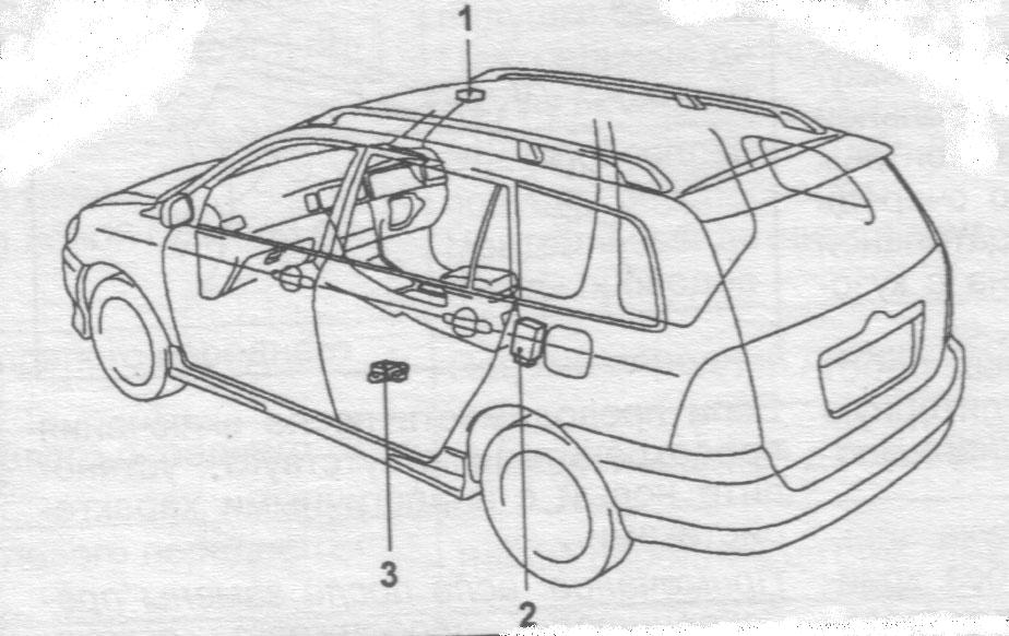 Расположение компонентов электрооборудования TOYOTA FIELDER в кузове .